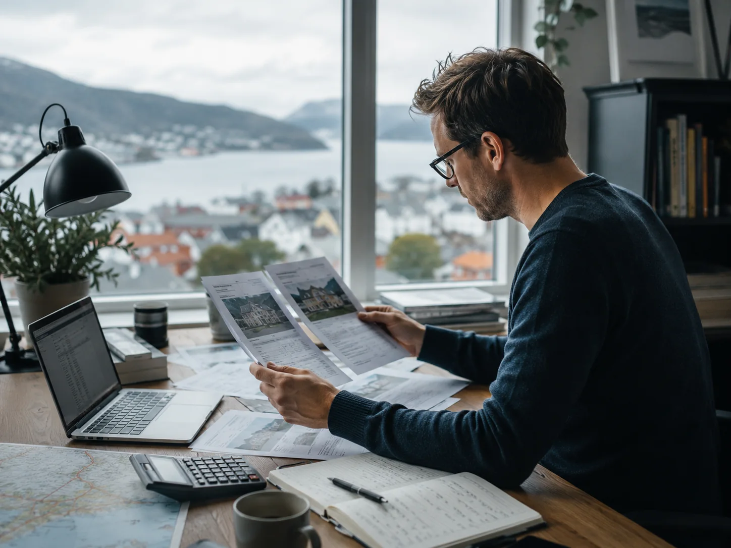 Professional comparing Norway work-permit and employment documents
