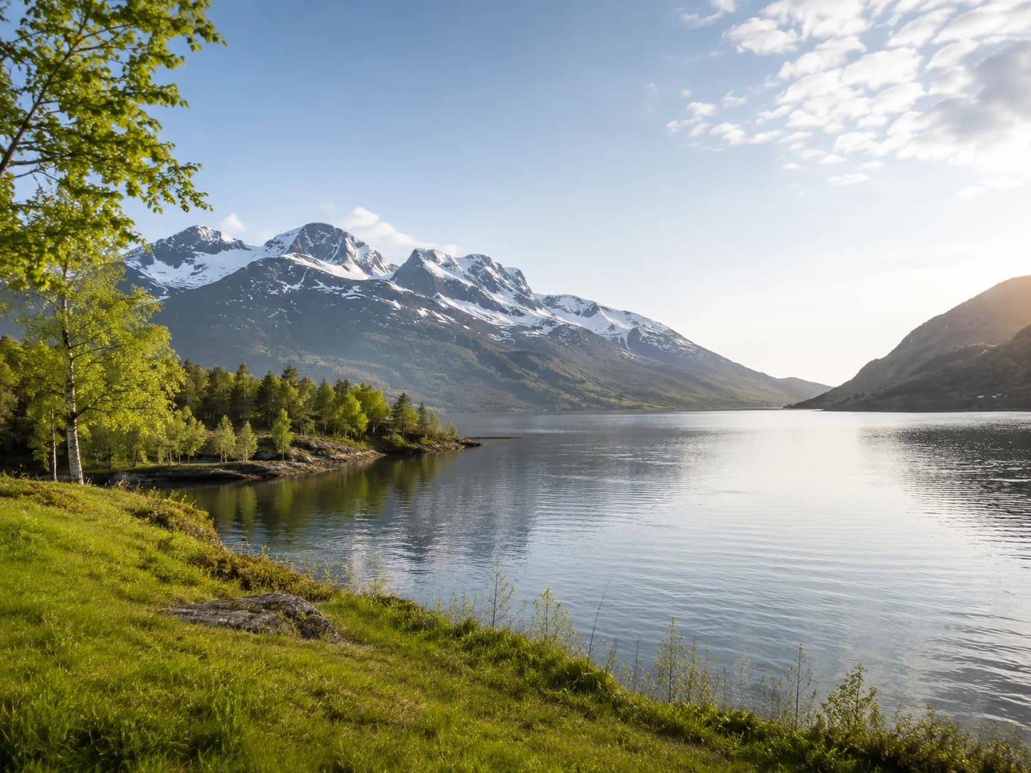 Norwegian fjord landscape in spring