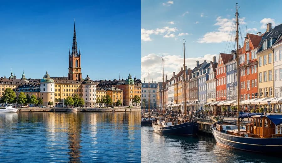 Nordic city and salary-planning visual used for cross-country pay comparison